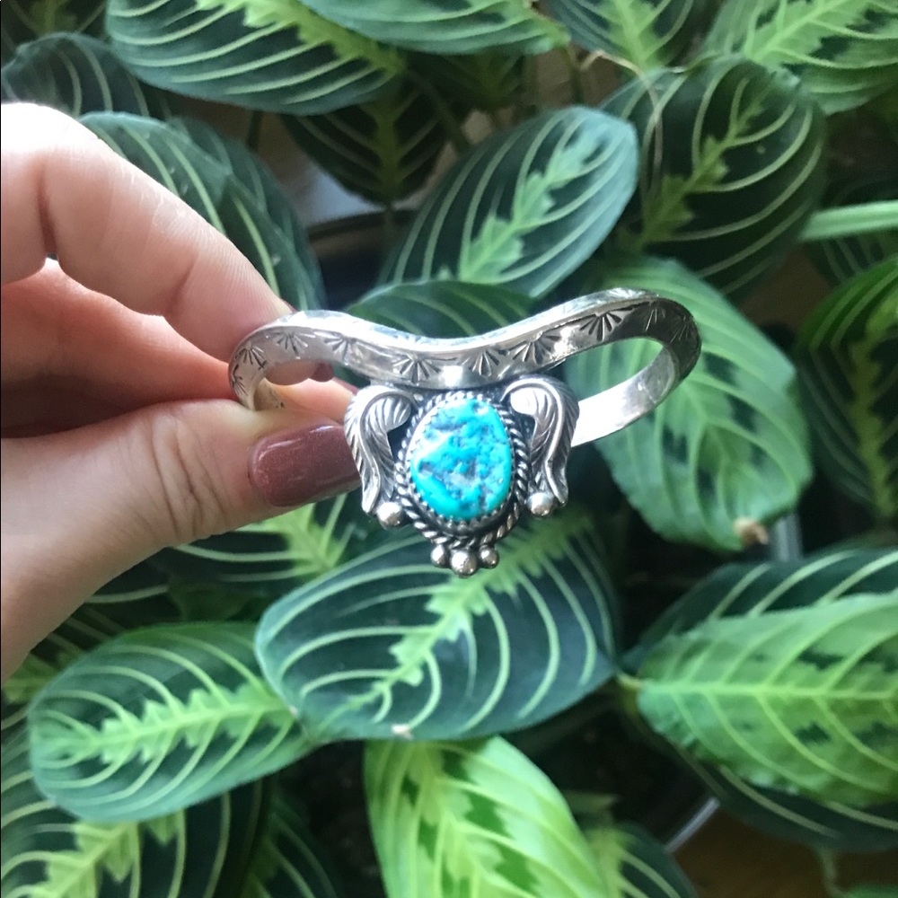 Turquoise Cuff Bracelet Sterling Silver Vintage